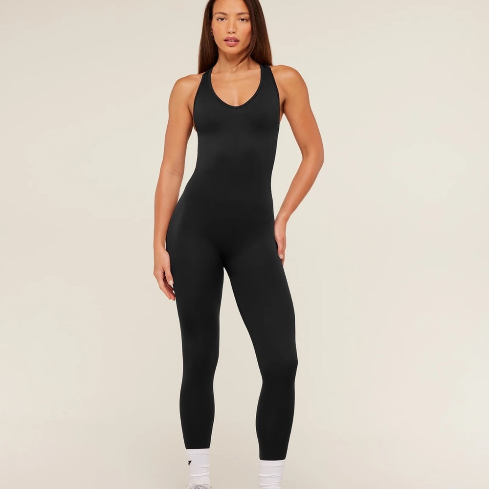 GymShark Black Women's One-Piece Jumpsuit - Sleek Active Bodysuit